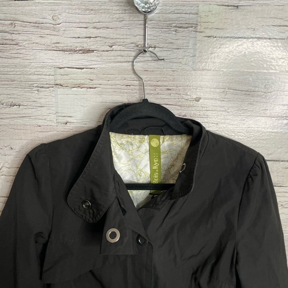 Soia & Kyo Light Jacket Trench Coat Windbreaker Ruffle Short Petite cRop Rain S - Picture 4 of 11